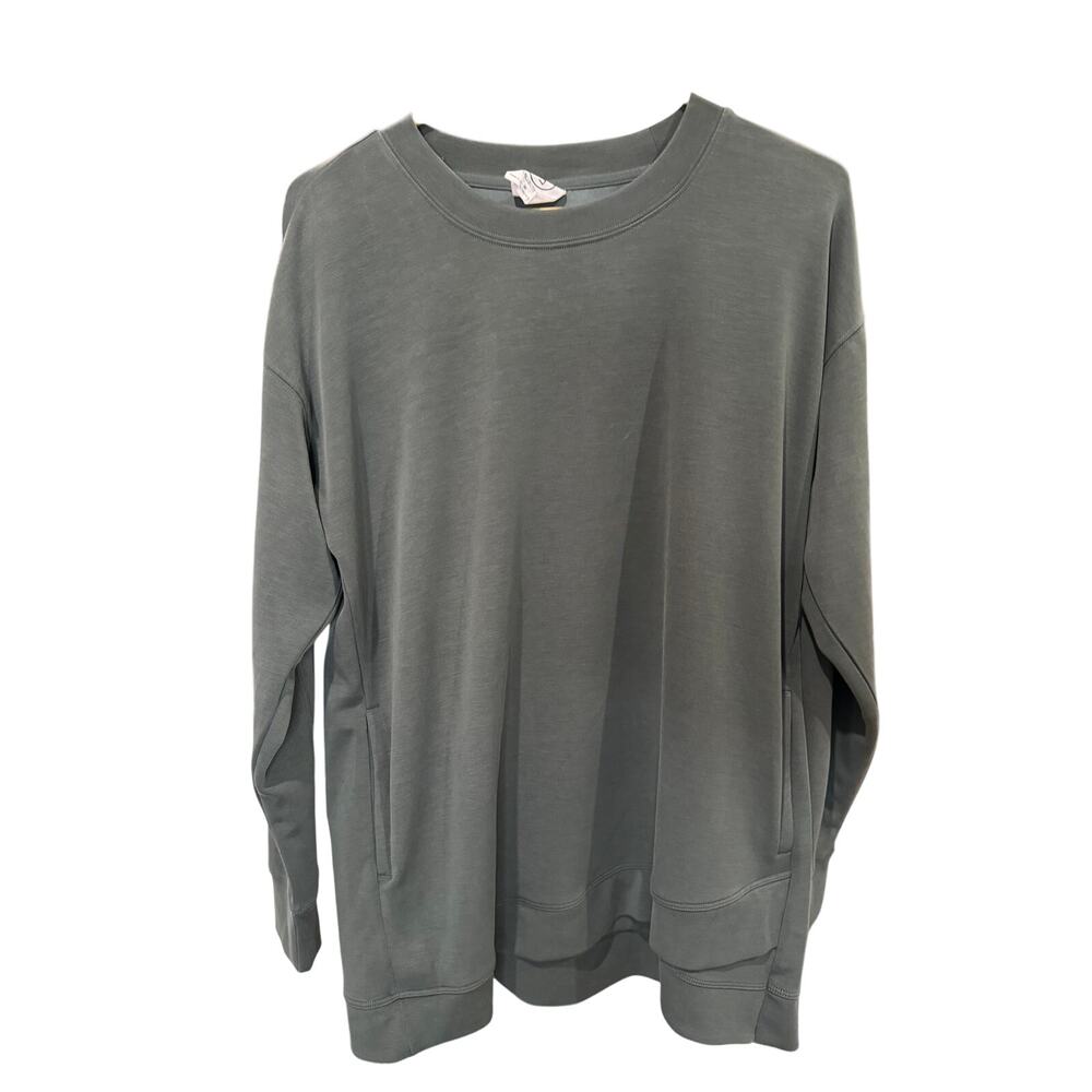 Sage Collective Olive Green Pullover Sweatshirt Top Pockets Women’s M EUC - Picture 3 of 7